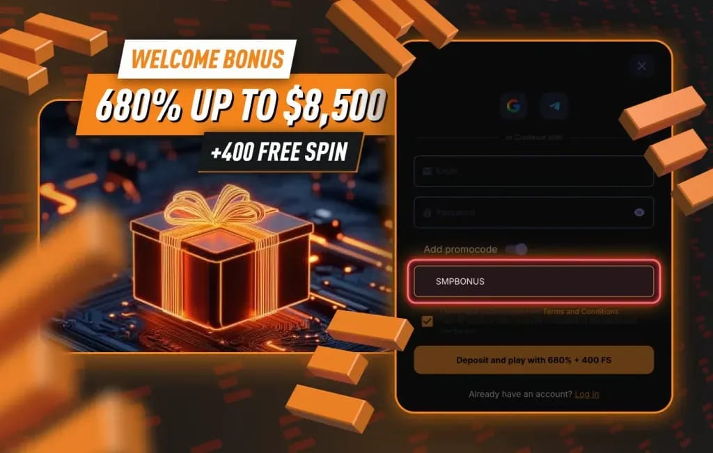 MineBit casino sign-up bonus code SMPBONUS